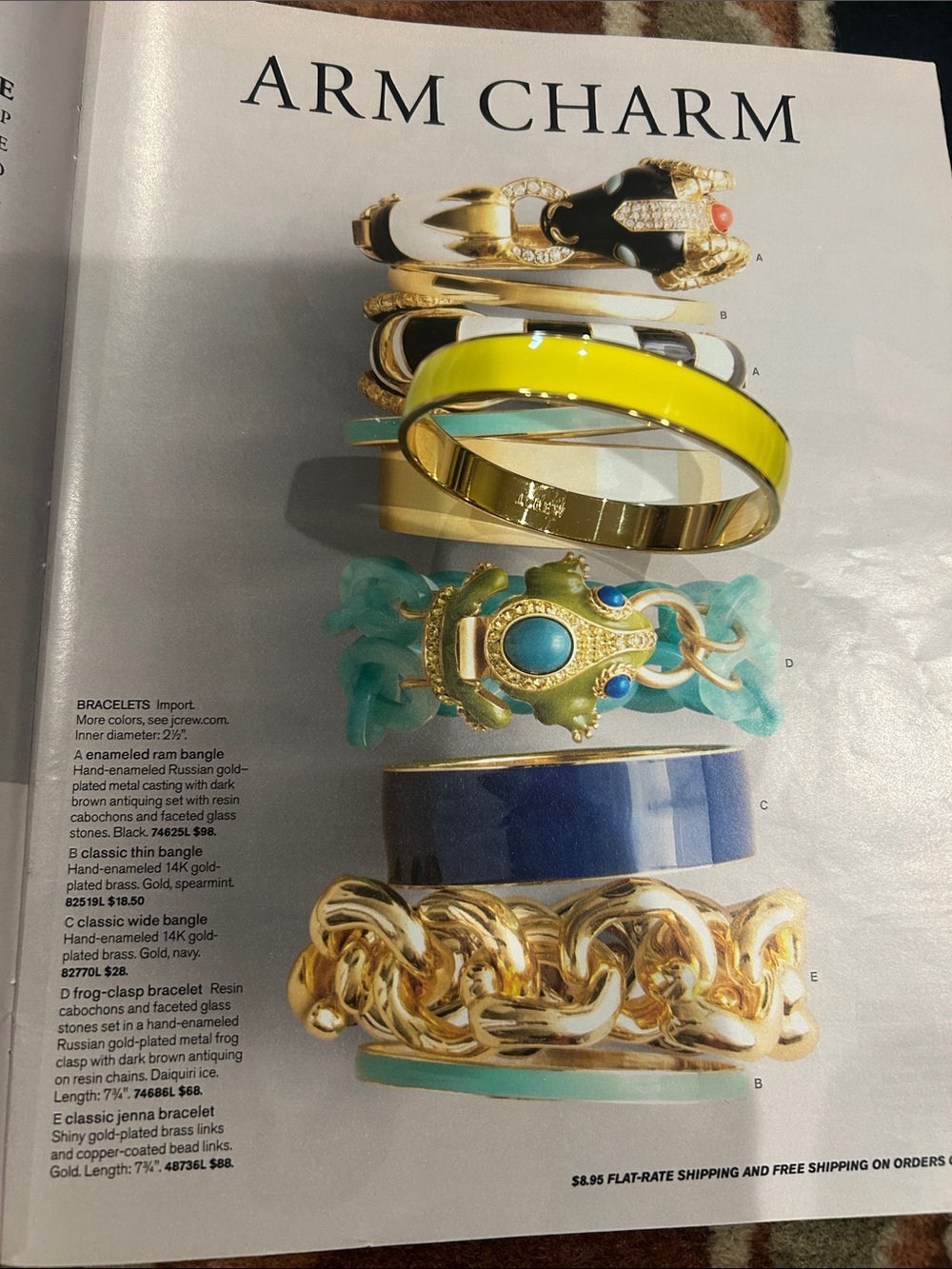 NWOT J. Crew Classic Yellow Enamel and 14k Gold Plated Bangle Bracelet